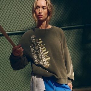 NWOT Free People Movement All Star Logo Pullover Ash Green Size XS